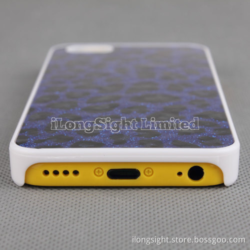 Leopard Print Glitter Plastic Hard Case For iPhone 5C